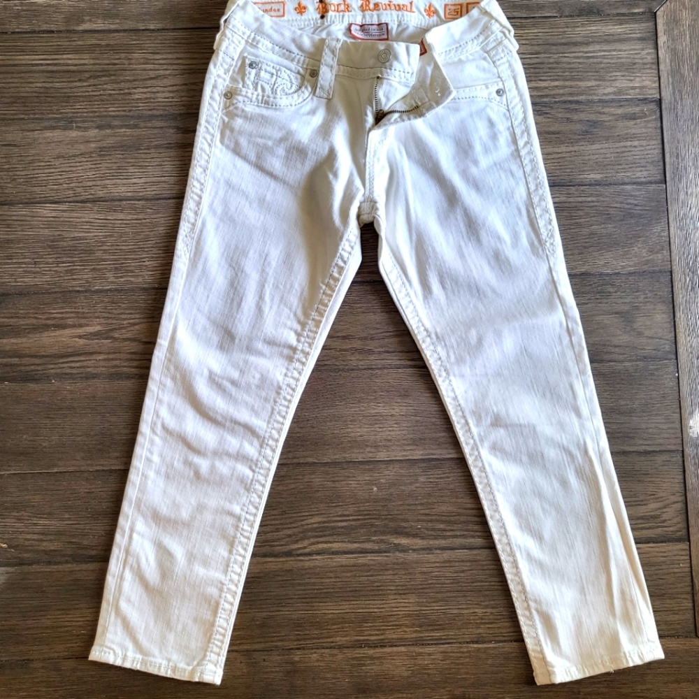 Rock revival white crop jeans